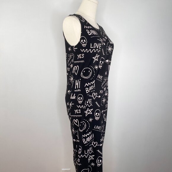 ASOS - Black Graffiti Graphic Print Dress - Picture 2 of 7